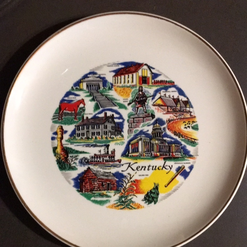 Kentucky Kitsch Tourist Souvenir Ceramic Collectible Plate Vintage 1960s - Picture 14 of 17
